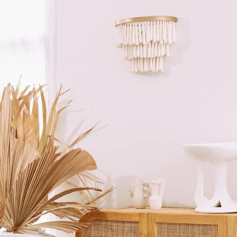 VALENTINE HANDMADE CLAY BEADED CHANDELIER | WALL SCONCE | WHITE - Green Design Gallery