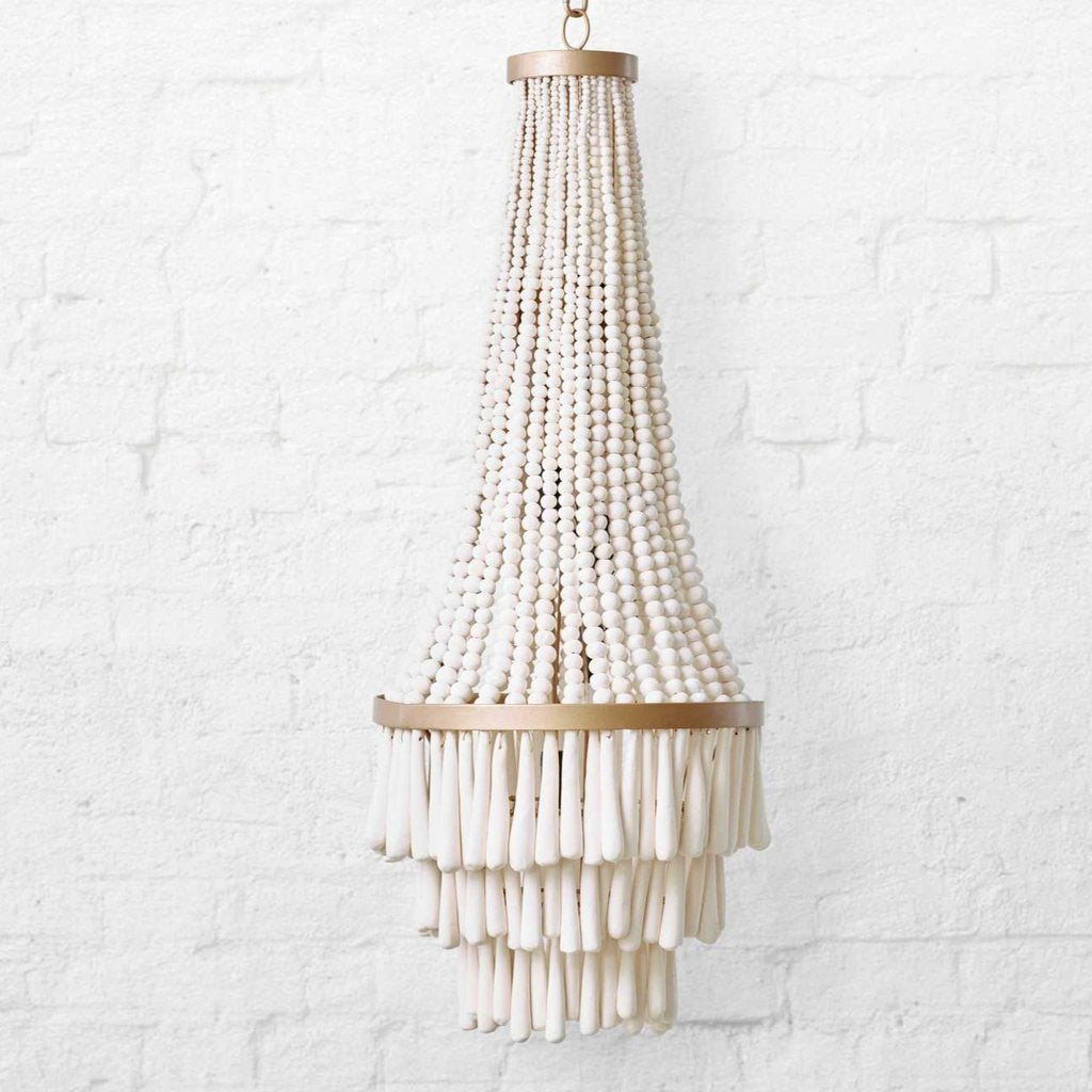 VALENTINE HANDMADE CLAY BEADED CHANDELIER | WHITE - Green Design Gallery