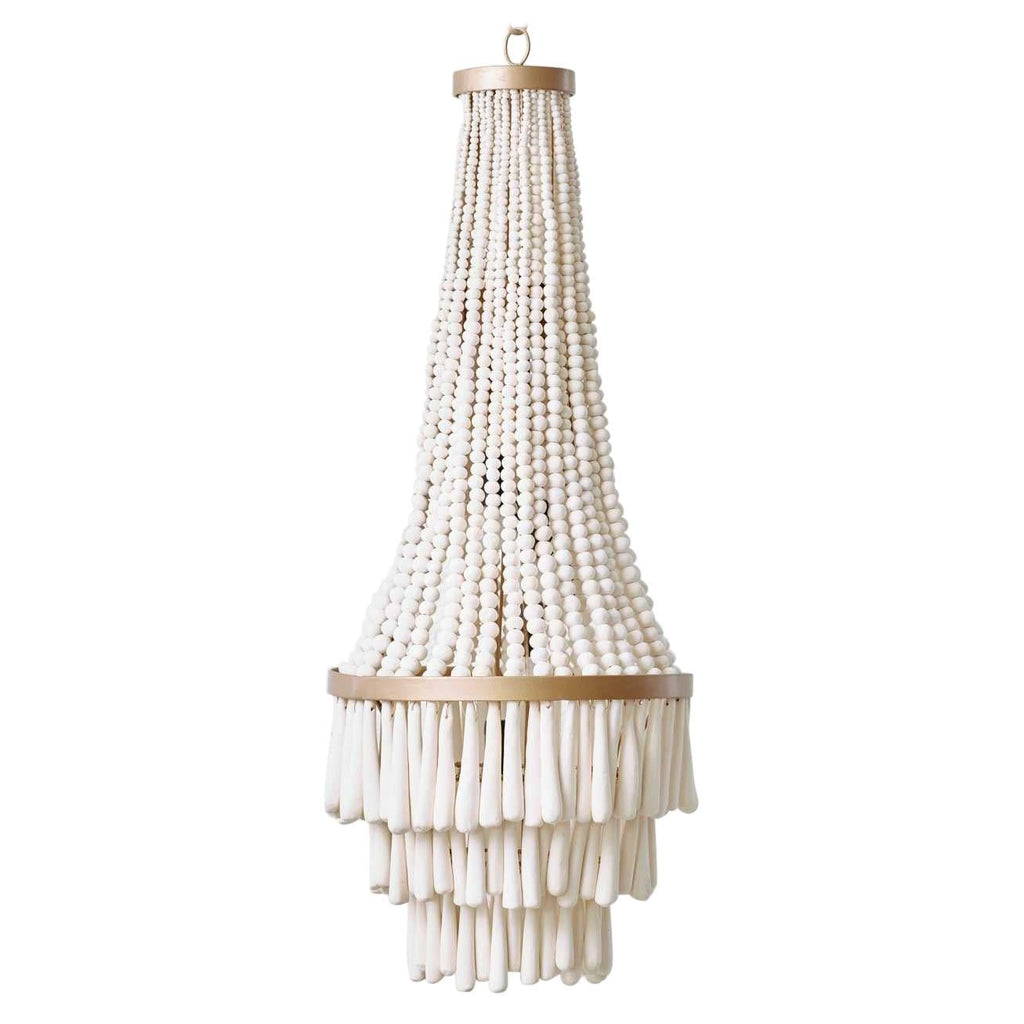 VALENTINE HANDMADE CLAY BEADED CHANDELIER | WHITE - Green Design Gallery