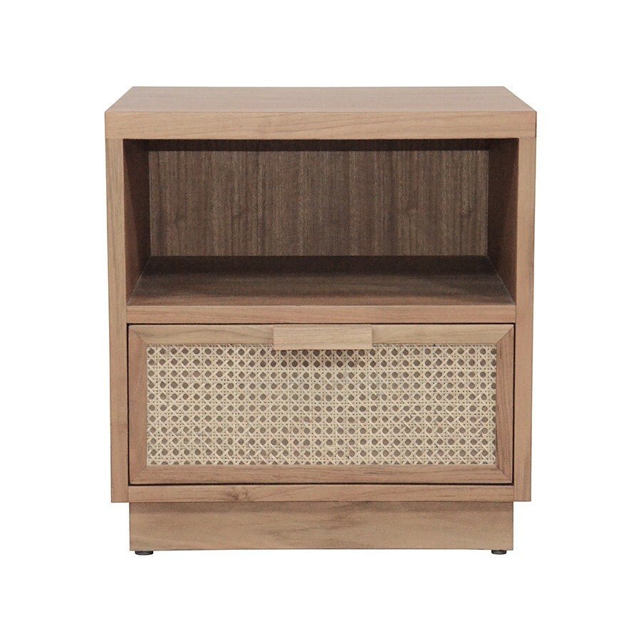 VIENNA (BED)SIDE TABLE | RATTAN + BLOND OAK - Green Design Gallery