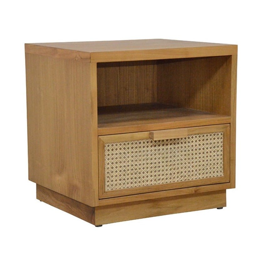 VIENNA (BED)SIDE TABLE | RATTAN + NATURAL OAK - Green Design Gallery