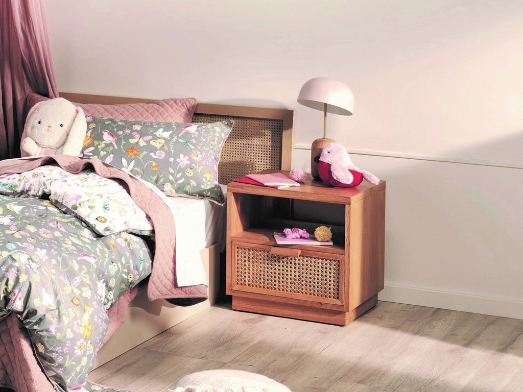 VIENNA (BED)SIDE TABLE | RATTAN + NATURAL OAK - Green Design Gallery