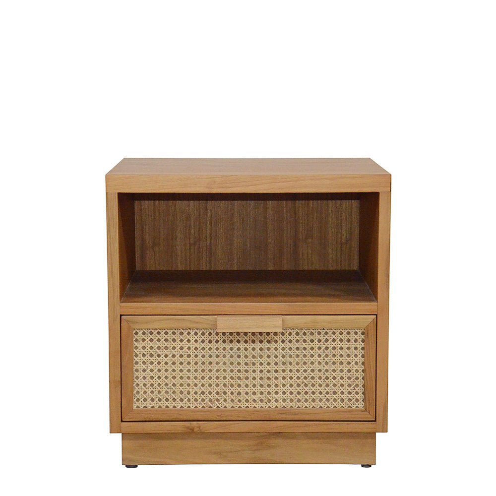 VIENNA (BED)SIDE TABLE | RATTAN + NATURAL OAK - Green Design Gallery
