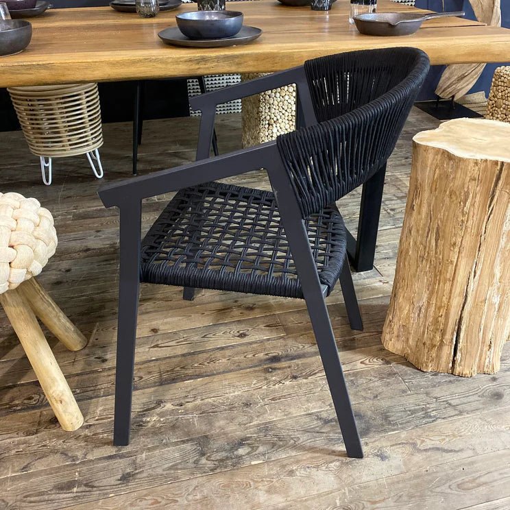 WALLIS OUTDOOR ARMCHAIR | BLACK | STACKABLE | SET OF 2 - Green Design Gallery