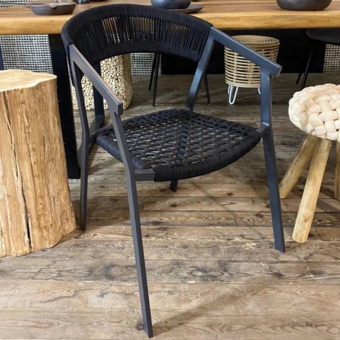 WALLIS OUTDOOR ARMCHAIR | BLACK | STACKABLE | SET OF 2 - Green Design Gallery