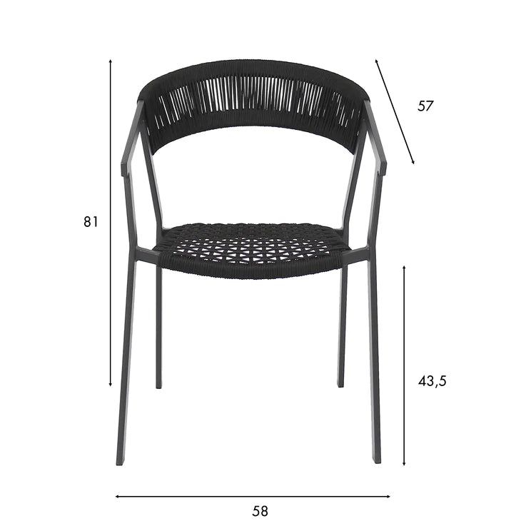 WALLIS OUTDOOR ARMCHAIR | BLACK | STACKABLE | SET OF 2 - Green Design Gallery