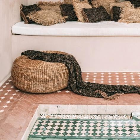 WATER HYACINTH POUF + COFFEE TABLE | NATURAL - Green Design Gallery