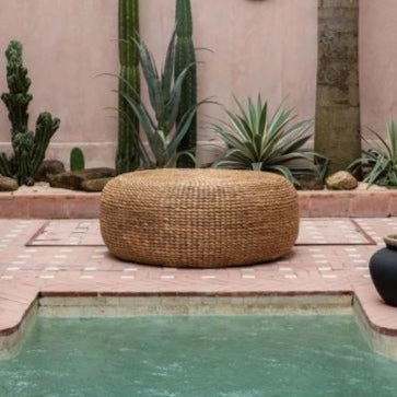 WATER HYACINTH POUF + COFFEE TABLE | NATURAL - Green Design Gallery