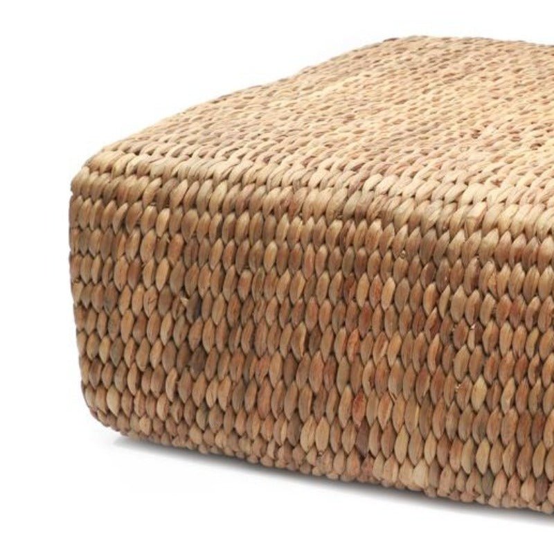 WATER HYACINTH SQUARE POUF + COFFEE TABLE | NATURAL - Green Design Gallery