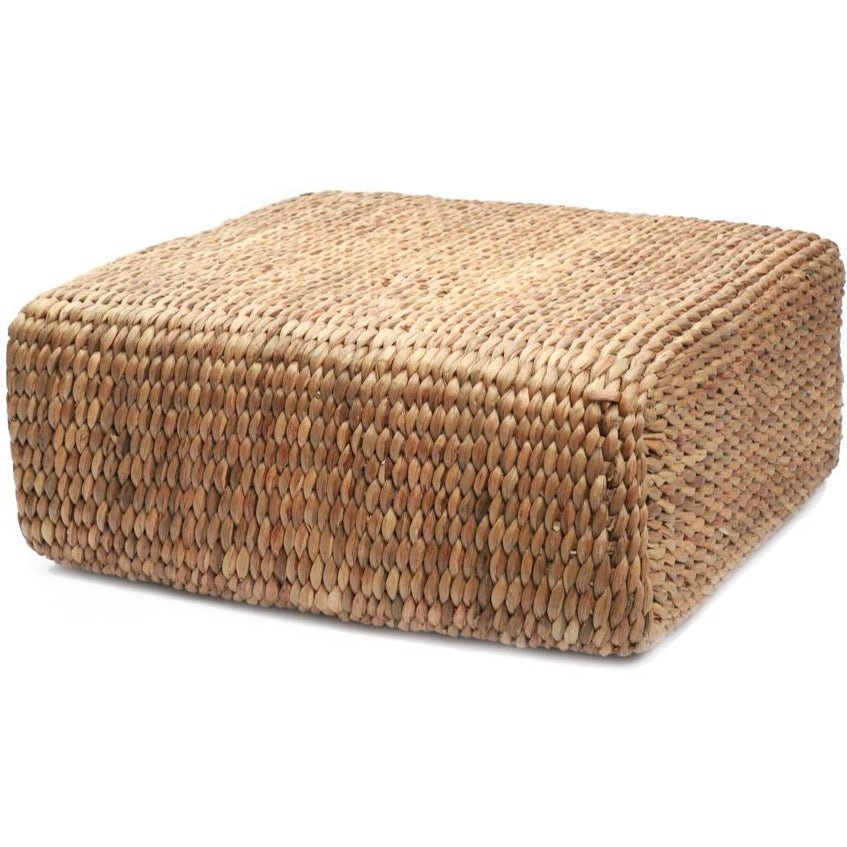 WATER HYACINTH SQUARE POUF + COFFEE TABLE | NATURAL - Green Design Gallery