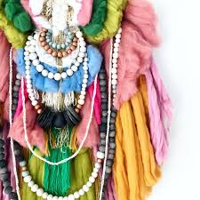 XL Custom Handmade Wallhanging / African Clay Beads + Wool and Yarn - Green Design Gallery