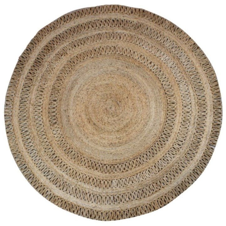 XL JERICO HANDWOVEN ROUND JUTE RUG | NATURAL | 220 CM DIA - Green Design Gallery