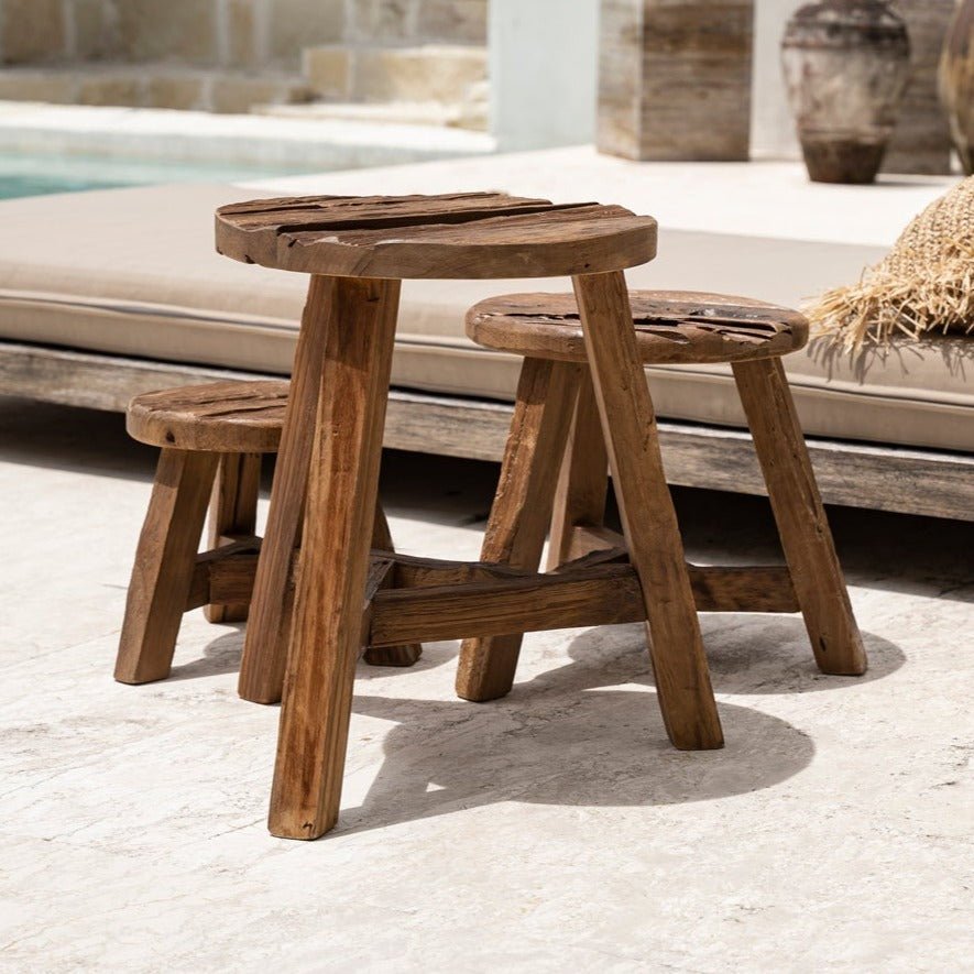 YATAI STOOL +SIDE TABLE | RECLAIMED TEAK | IN-OUTDOORS | 3 SIZES - Green Design Gallery