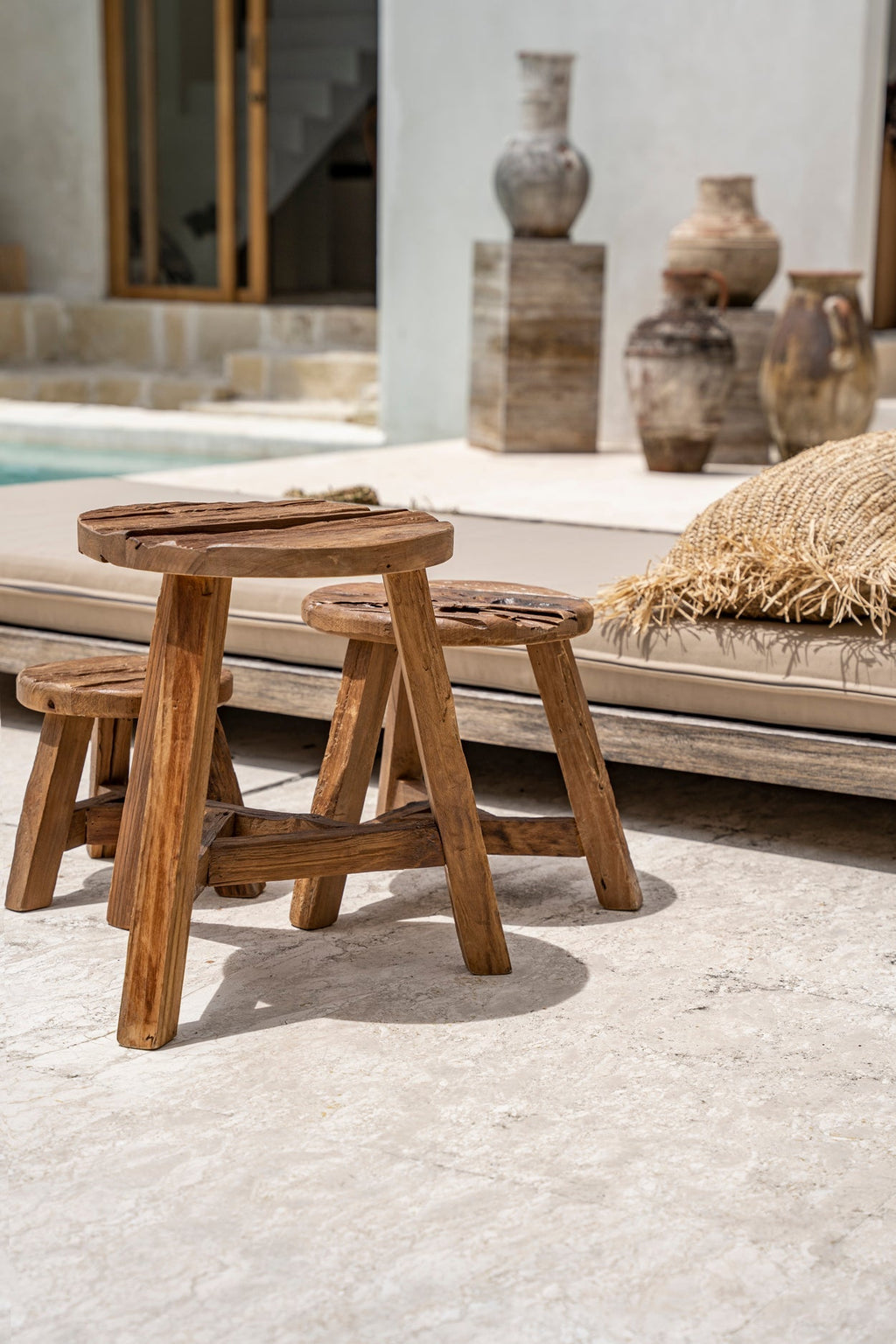 YATAI STOOL +SIDE TABLE | RECLAIMED TEAK | IN-OUTDOORS | 3 SIZES - Green Design Gallery