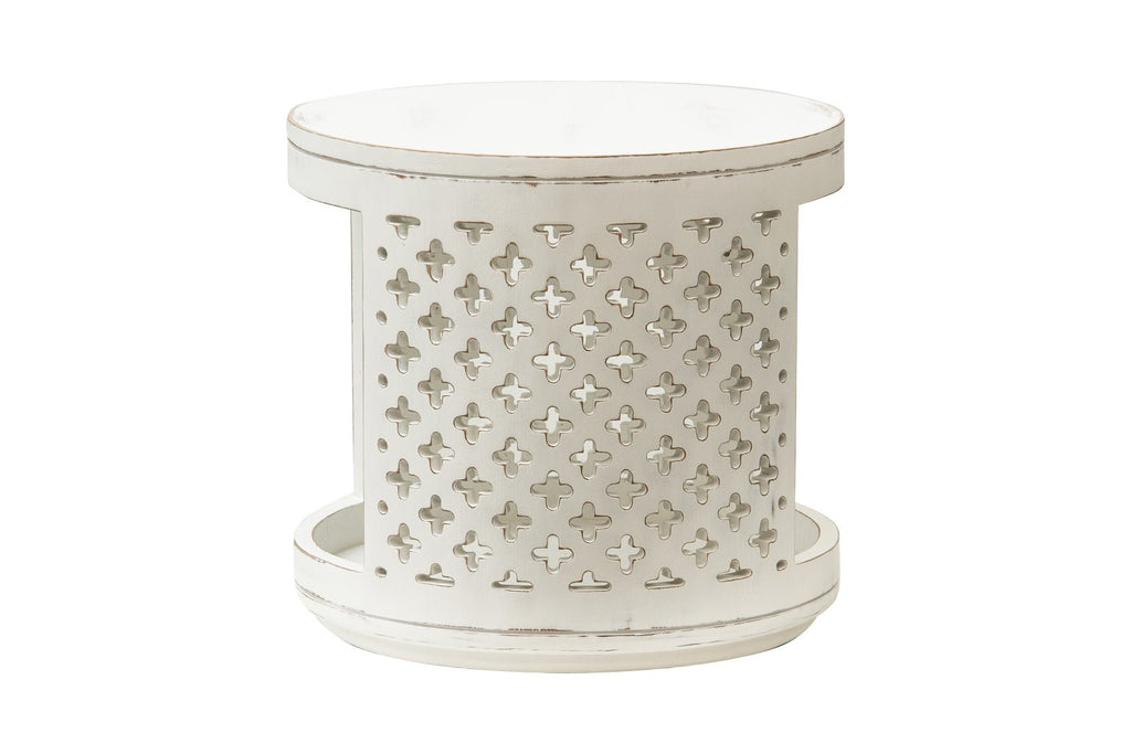 ZAIRA SIDE TABLE / ANCIENT WHITE - Green Design Gallery