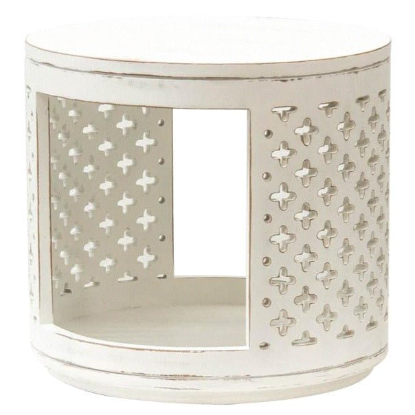 ZAIRA SIDE TABLE / ANCIENT WHITE - Green Design Gallery
