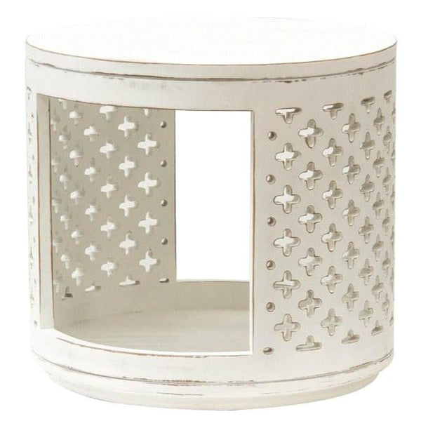ZAIRA SIDE TABLE / ANCIENT WHITE - Green Design Gallery