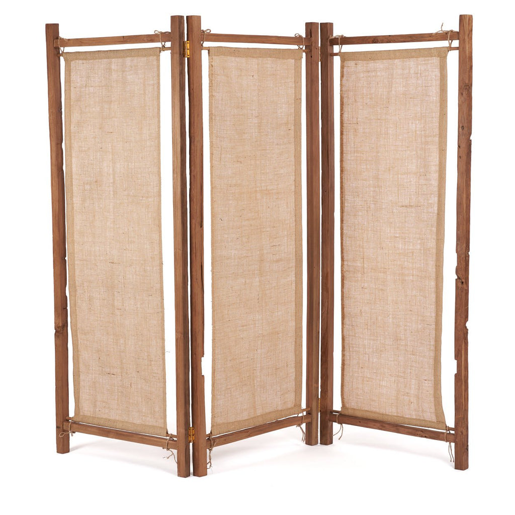 ZENBU ROOM DIVIDER - SCREEN | RECLAIMED TEAK +JUTE - Green Design Gallery