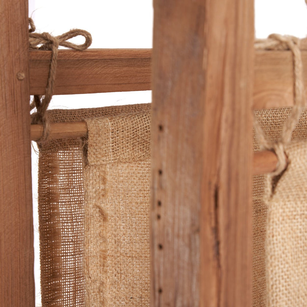 ZENBU ROOM DIVIDER - SCREEN | RECLAIMED TEAK +JUTE - Green Design Gallery